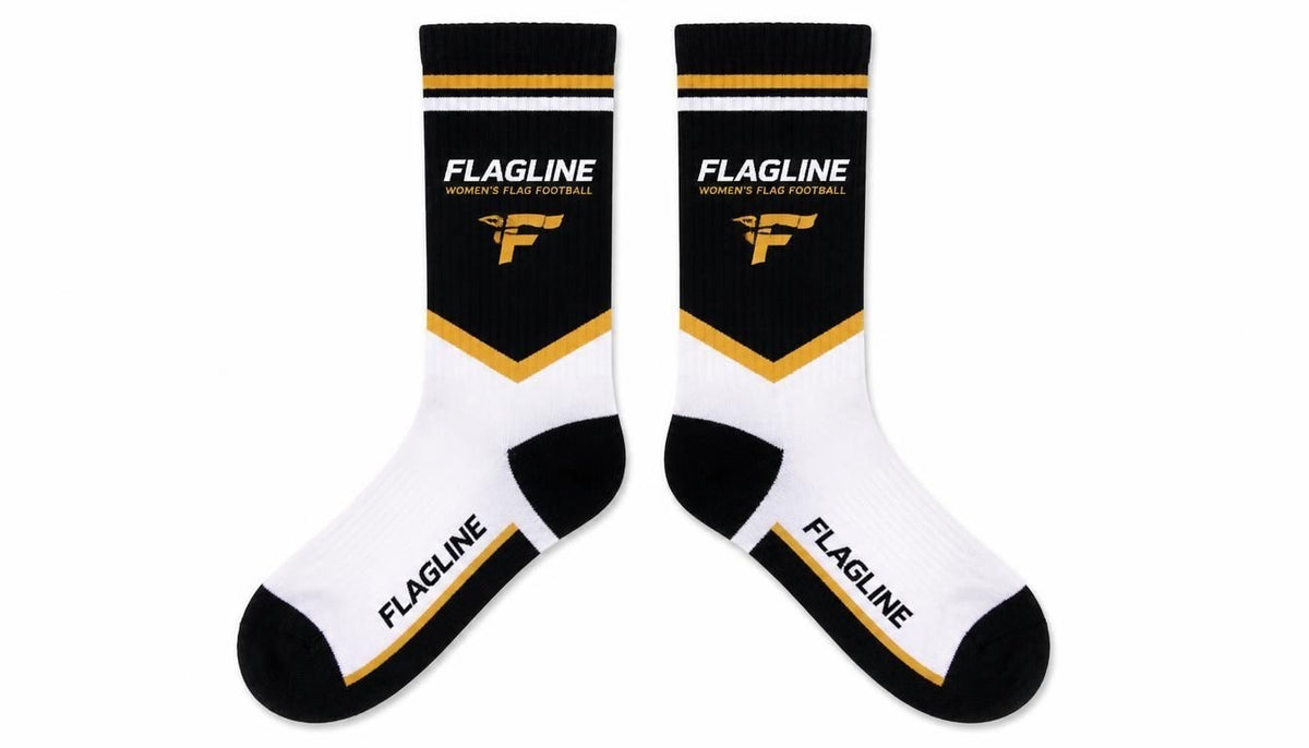 FLAGLINE black white and gold athletic crew socks