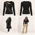 ITT TOLD’EM After Class Sculpt Top — front, back, side, and brown-skin model views