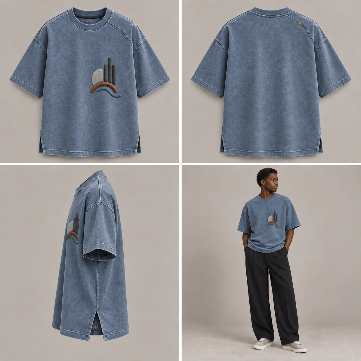 ITT TOLD’EM Bay Span Quiet Court Tee — front, back, side, and brown-skin model views