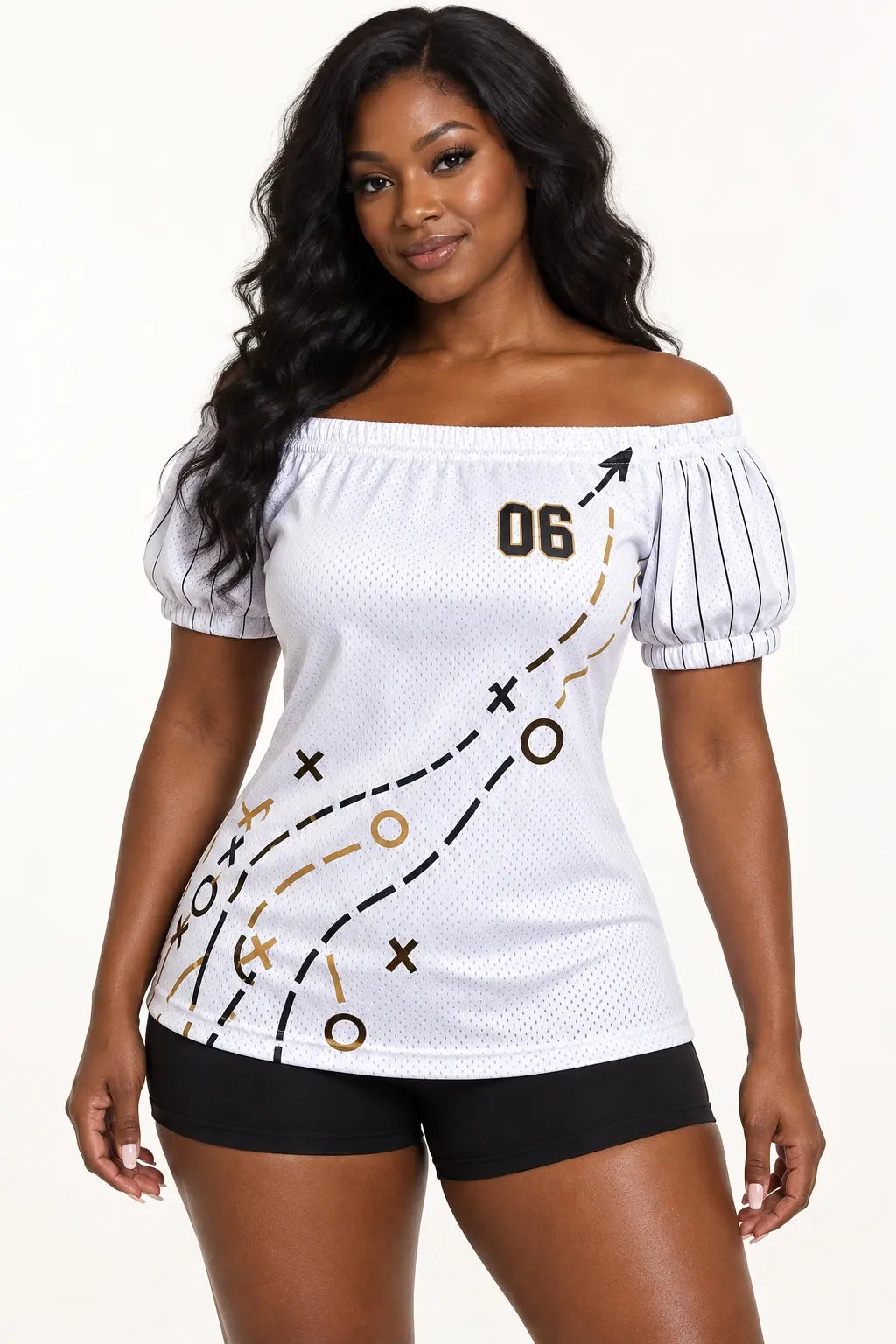 Reconstructed Off-Shoulder Fan Jersey — Custom Name & Number — product view 2